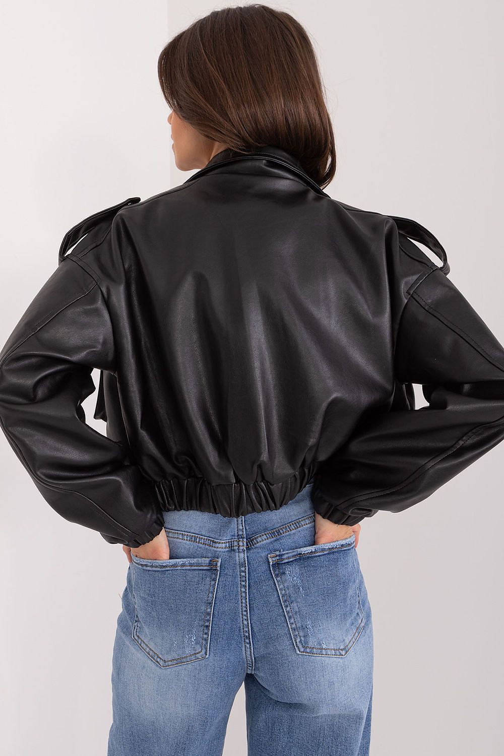 black long sleeve jacket detail view