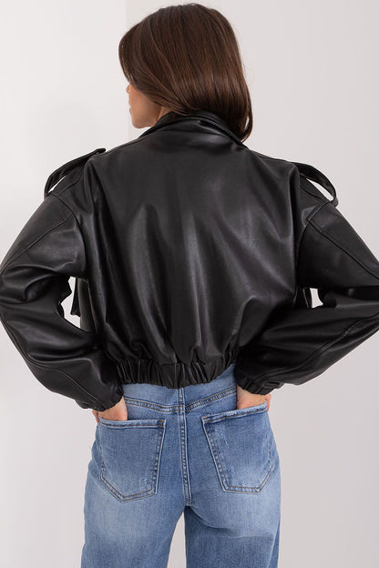 black long sleeve jacket detail view