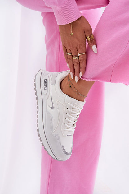 white sport shoes detail view