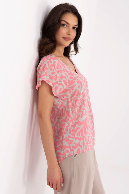 Women's Pink and Black Blouse side view
