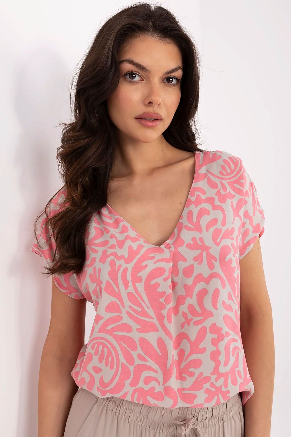 Women's Pink and Black Blouse back view