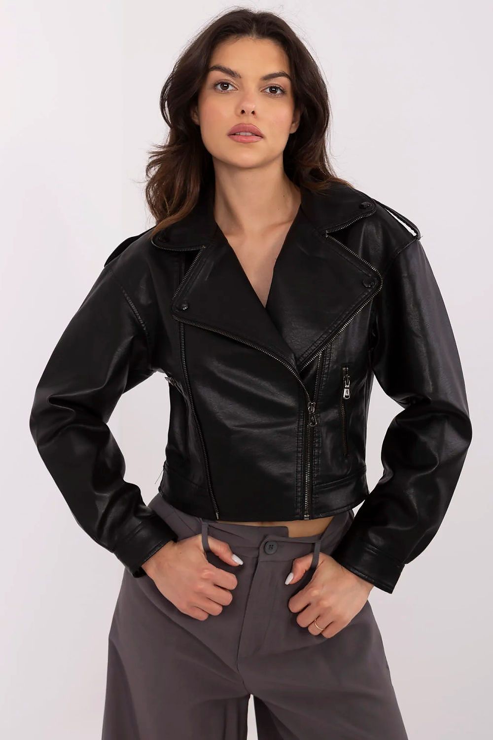 black long sleeve jacket front view