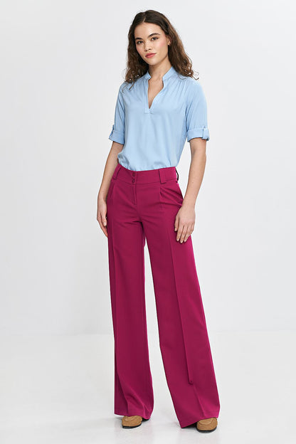 pink belted vivid pink belted trousers for women - elegant wide-leg design & comfortable fit view 6