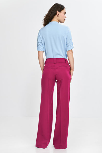 pink belted vivid pink belted trousers for women - elegant wide-leg design & comfortable fit view 7