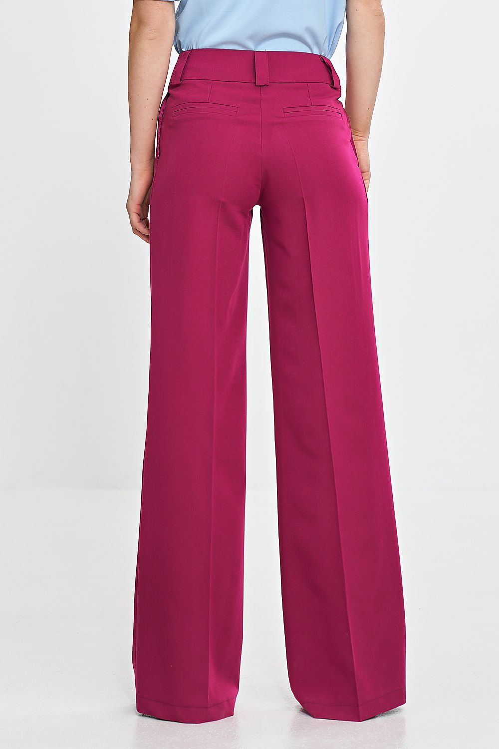 pink belted vivid pink belted trousers for women - elegant wide-leg design & comfortable fit view 8