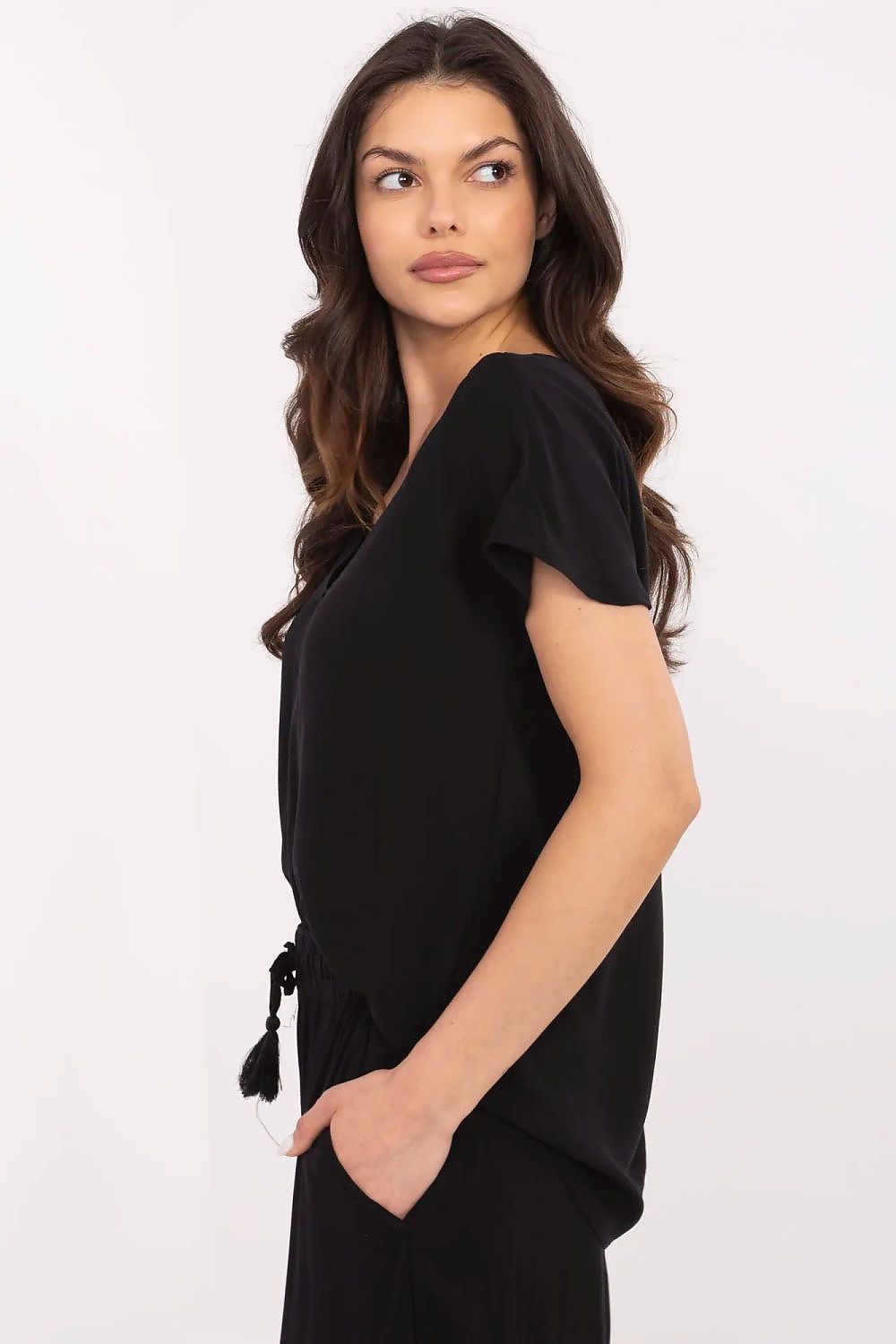 Women's Black and Green Blouse side view
