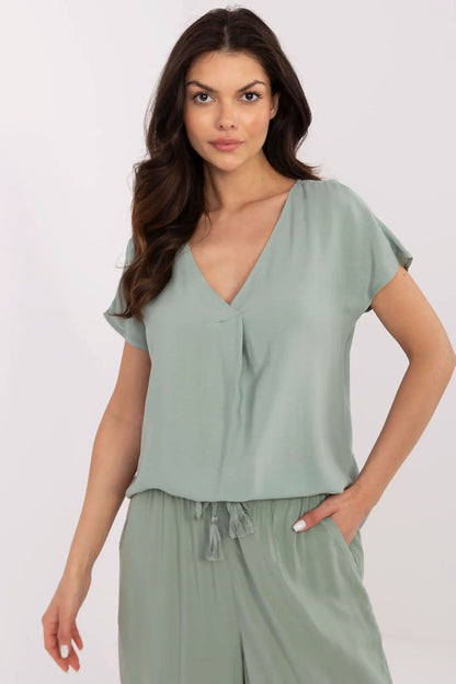 Women's Black and Green Blouse view 5