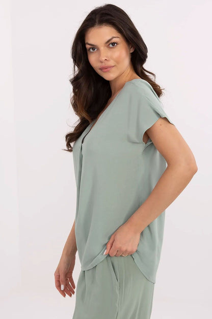 Women's Black and Green Blouse view 6