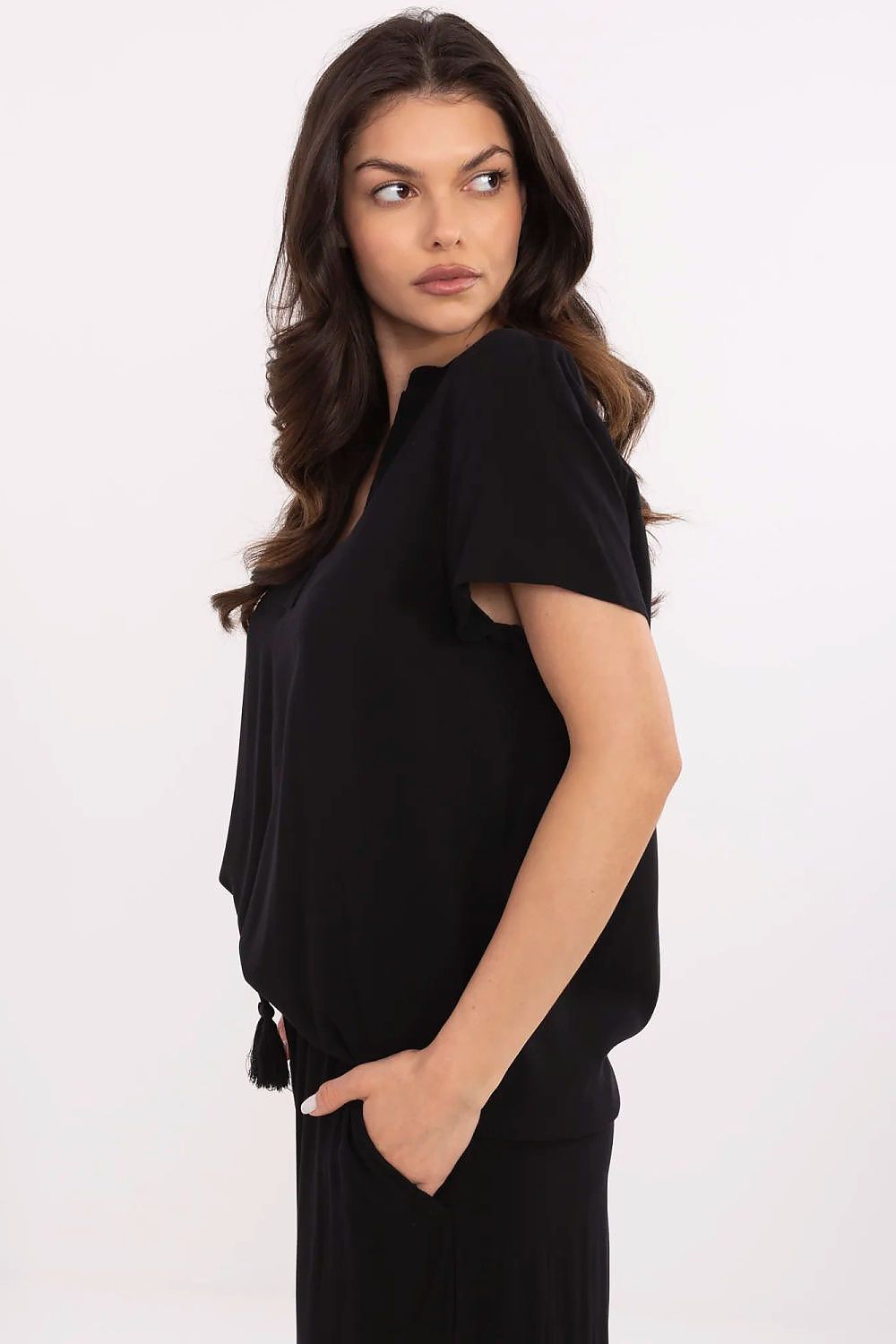 Women's White, Black, and Blue Blouse view 5