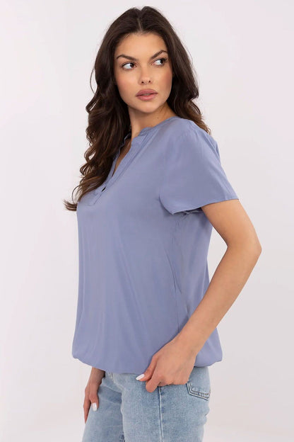 Women's White, Black, and Blue Blouse view 8