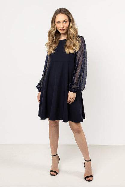 navy blue tulle evening dress alternate angle