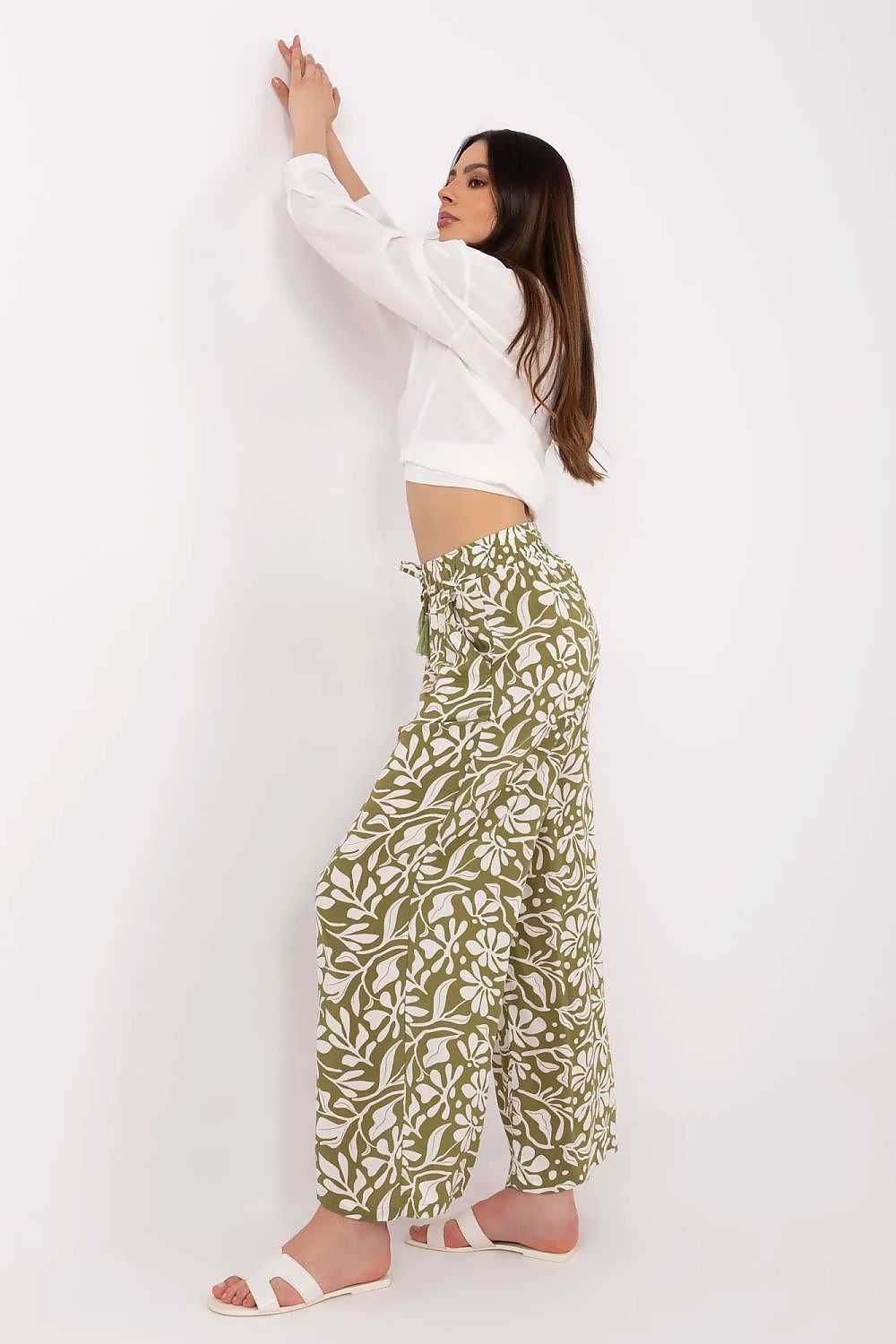 Women's Green, Black, and Blue Women Trousers side view
