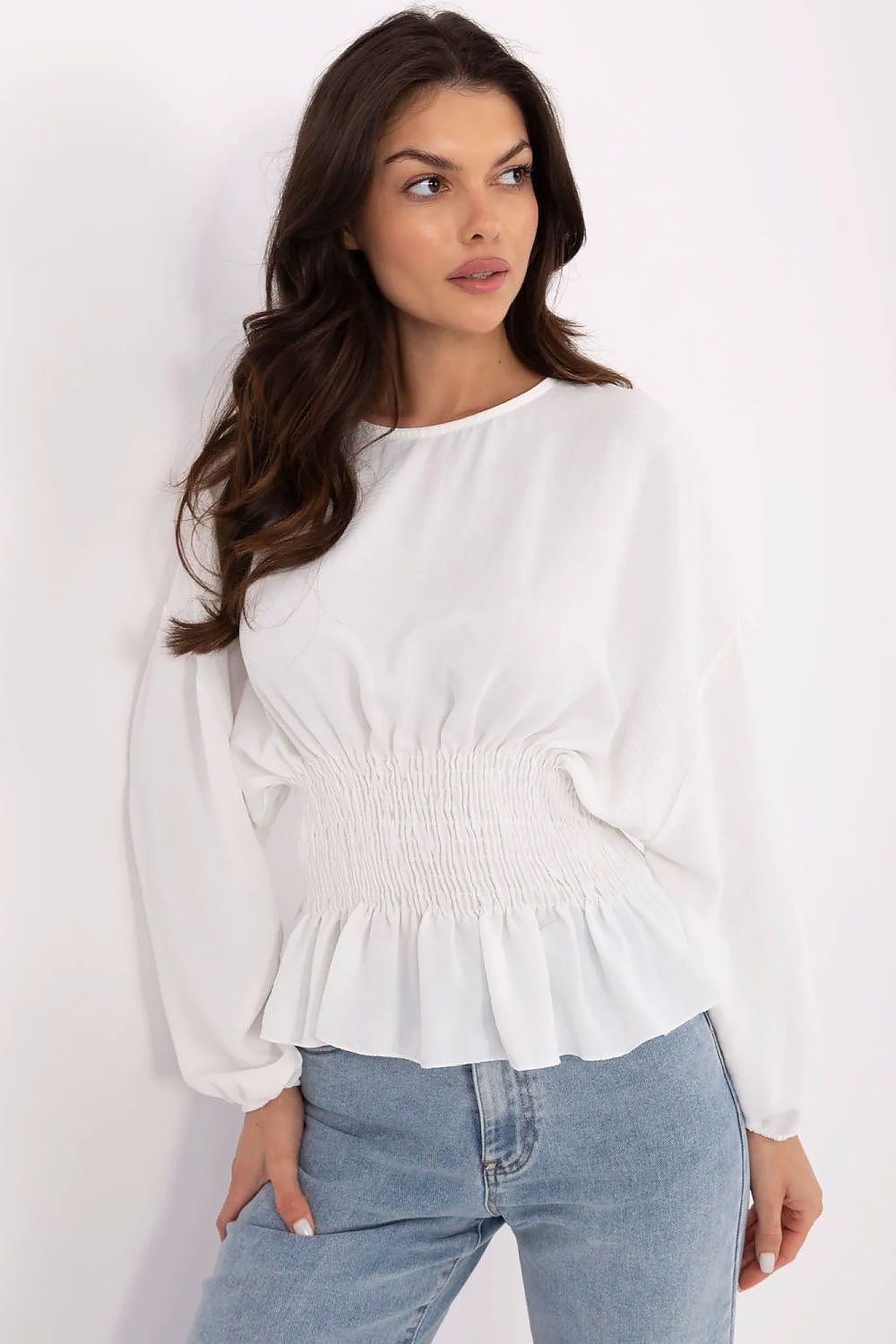 Women's Beige, Green, and White Blouse view 7