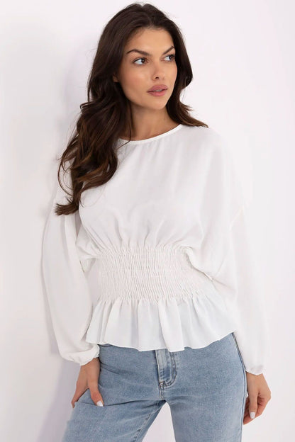 Women's Beige, Green, and White Blouse view 7