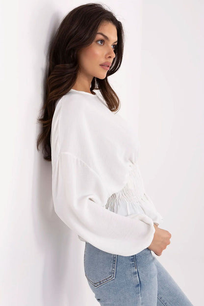 Women's Beige, Green, and White Blouse view 8