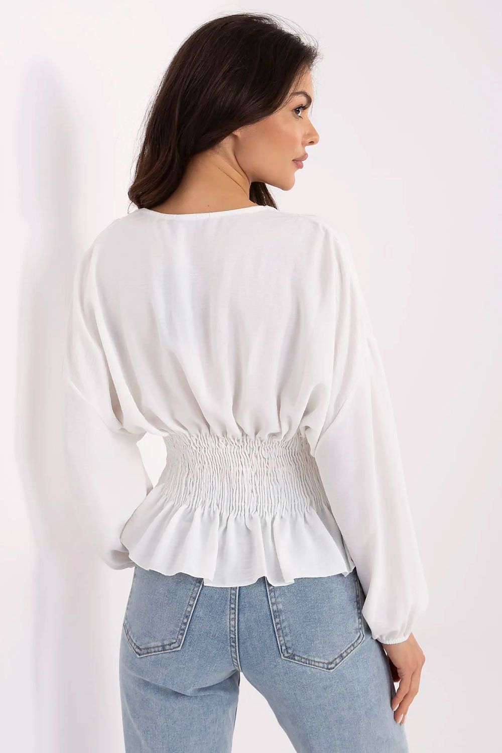 Women's Beige, Green, and White Blouse view 9