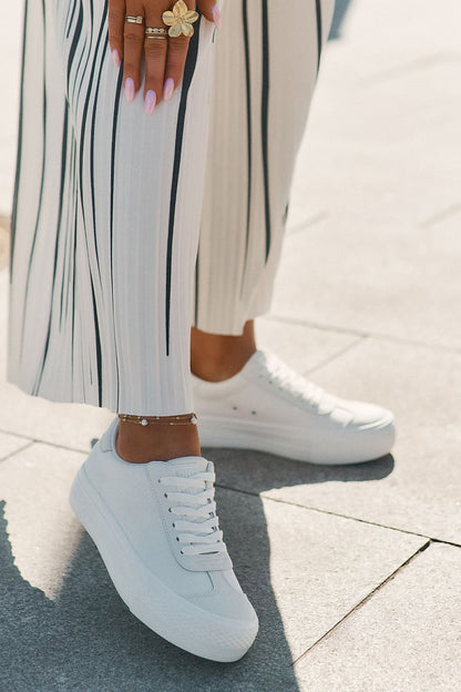 white sneakers detail view