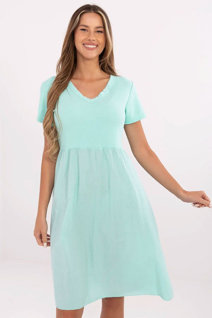 blue ribbed flared day dress view 10