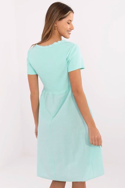 blue ribbed flared day dress view 12