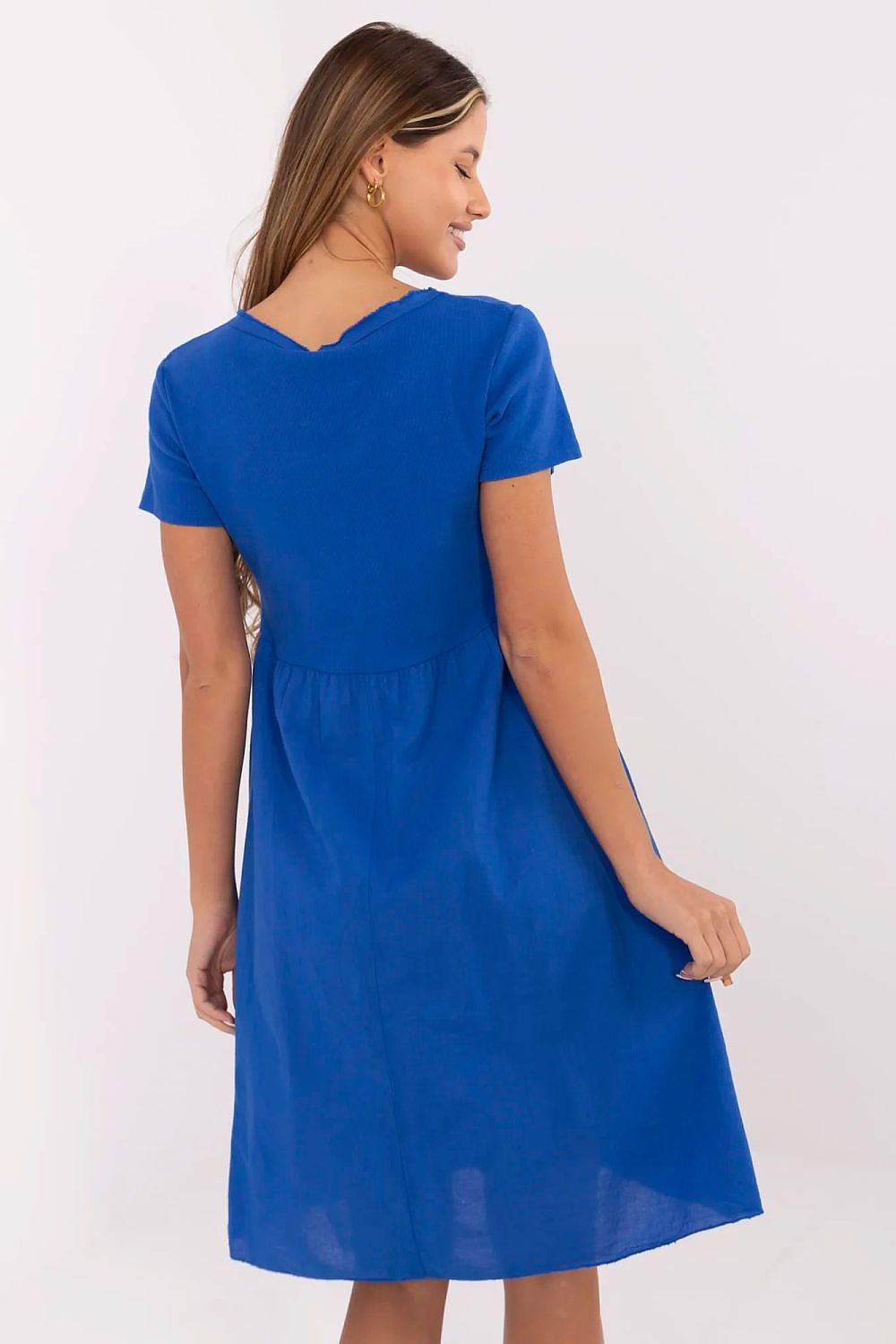blue ribbed flared day dress view 18