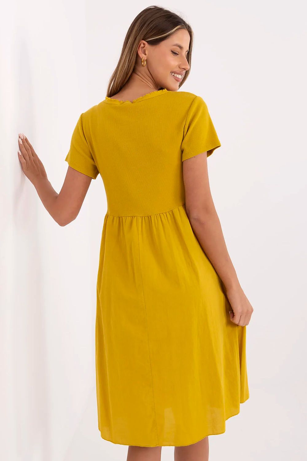 blue ribbed flared day dress view 21