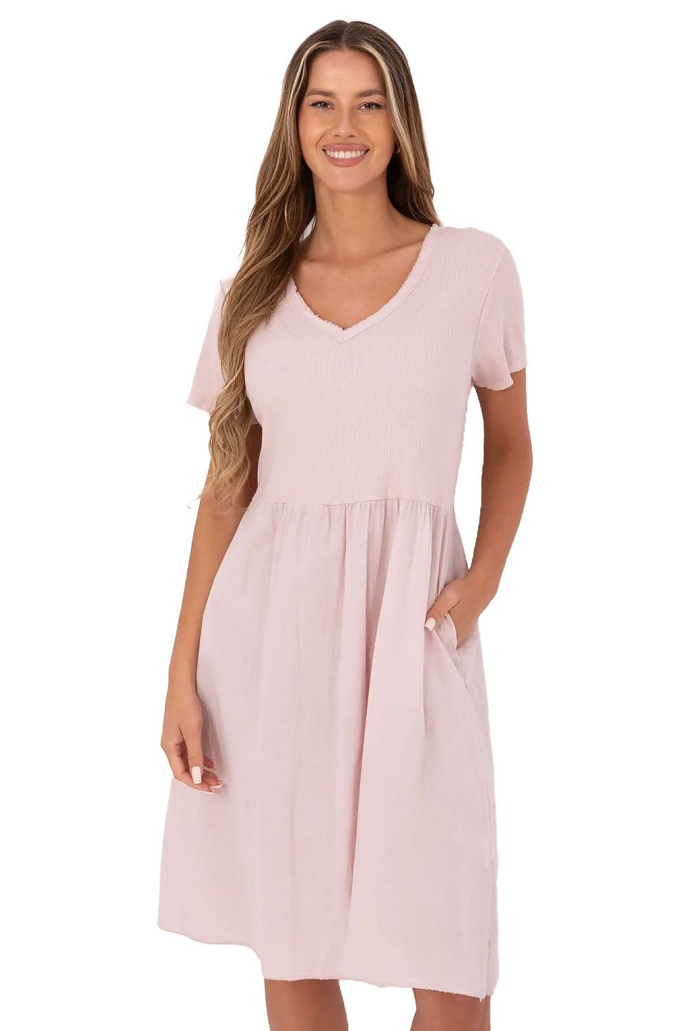 blue ribbed flared day dress view 23