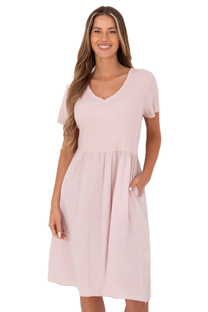 blue ribbed flared day dress view 23