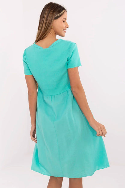 blue ribbed flared day dress view 27