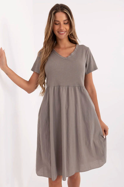 blue ribbed flared day dress view 31