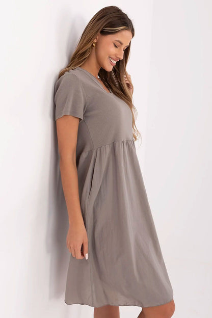 blue ribbed flared day dress view 32