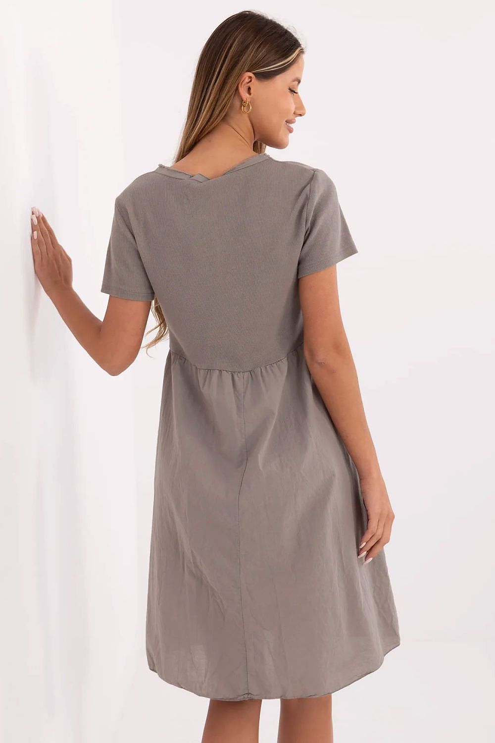 blue ribbed flared day dress view 33