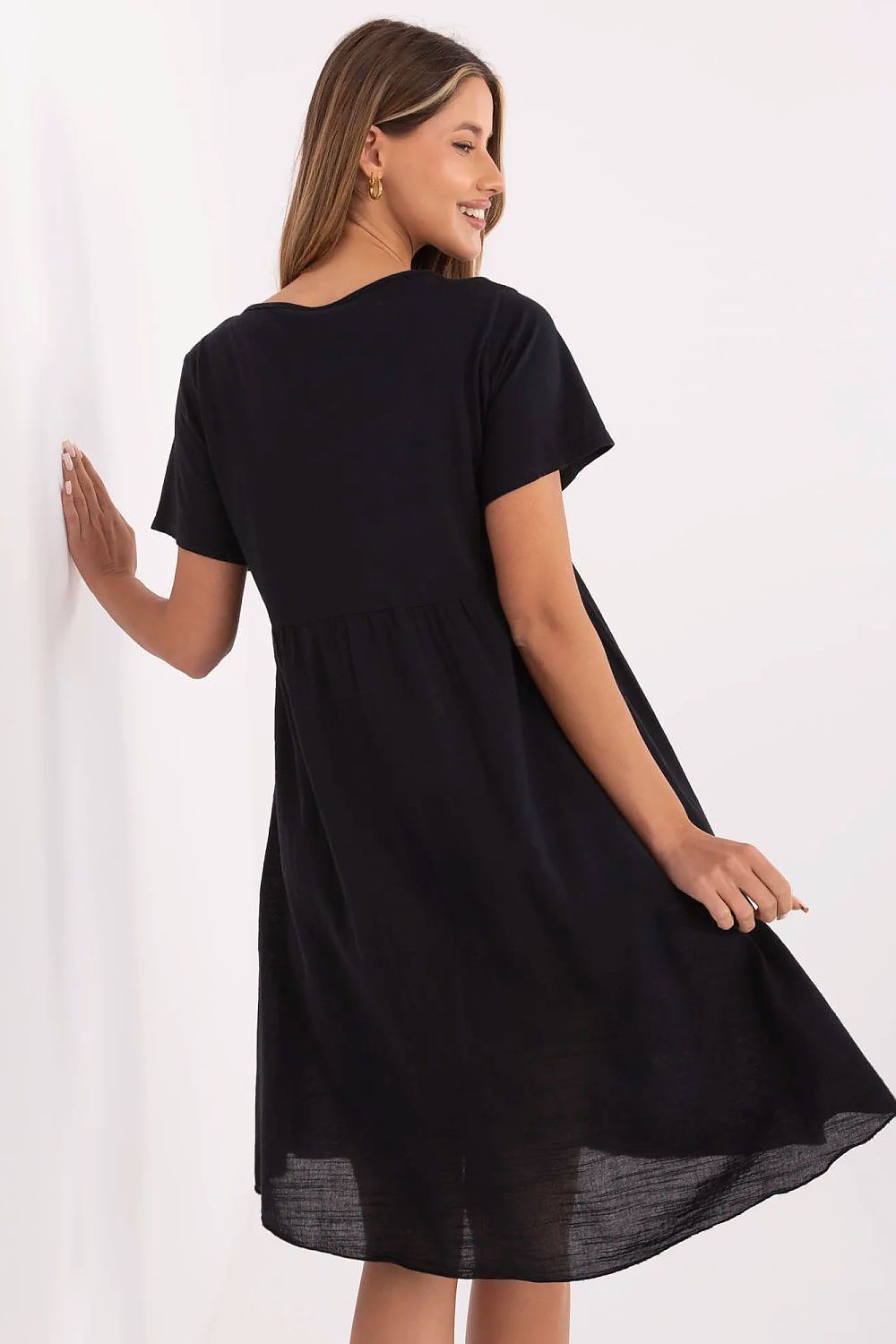 white flared short sleeve day dress view 6