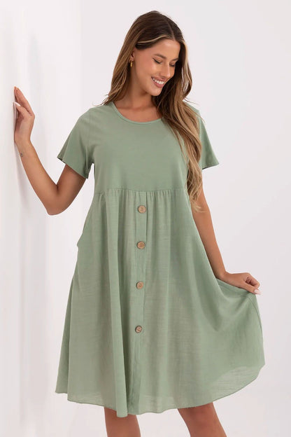 white flared short sleeve day dress view 7