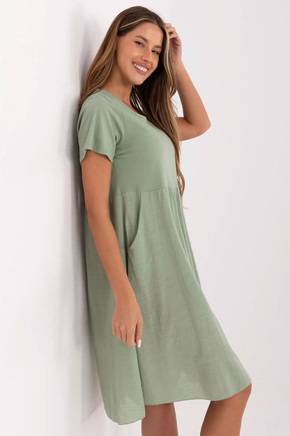 white flared short sleeve day dress view 8