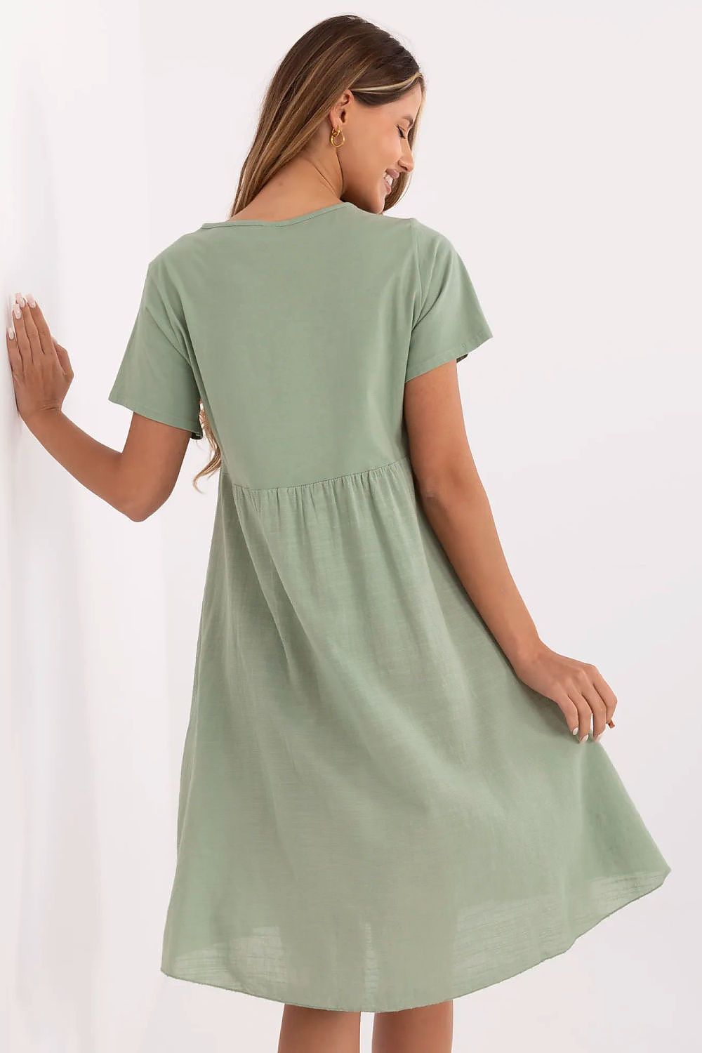 white flared short sleeve day dress view 9