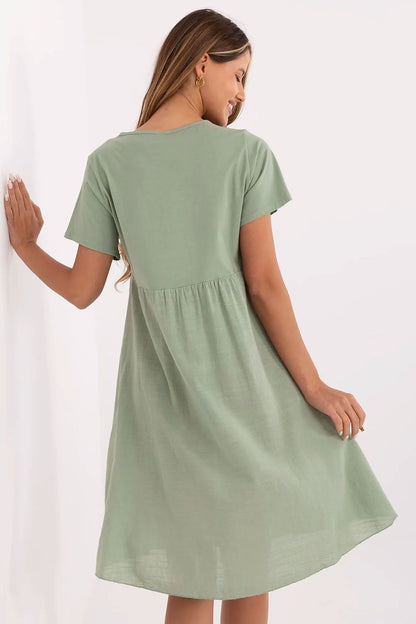 white flared short sleeve day dress view 9