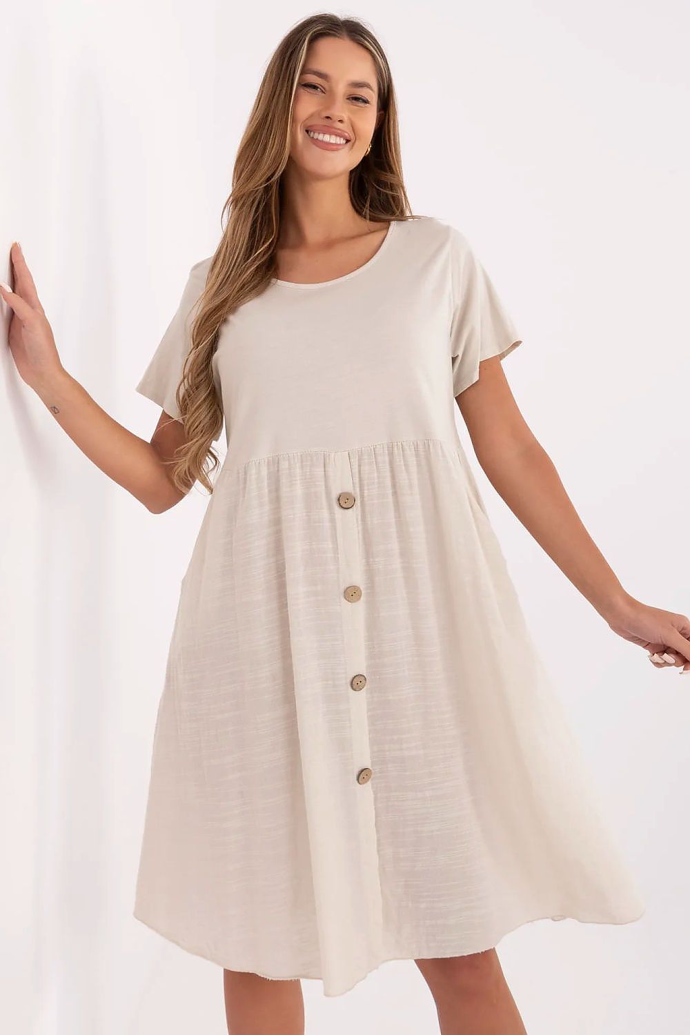 white flared short sleeve day dress view 10
