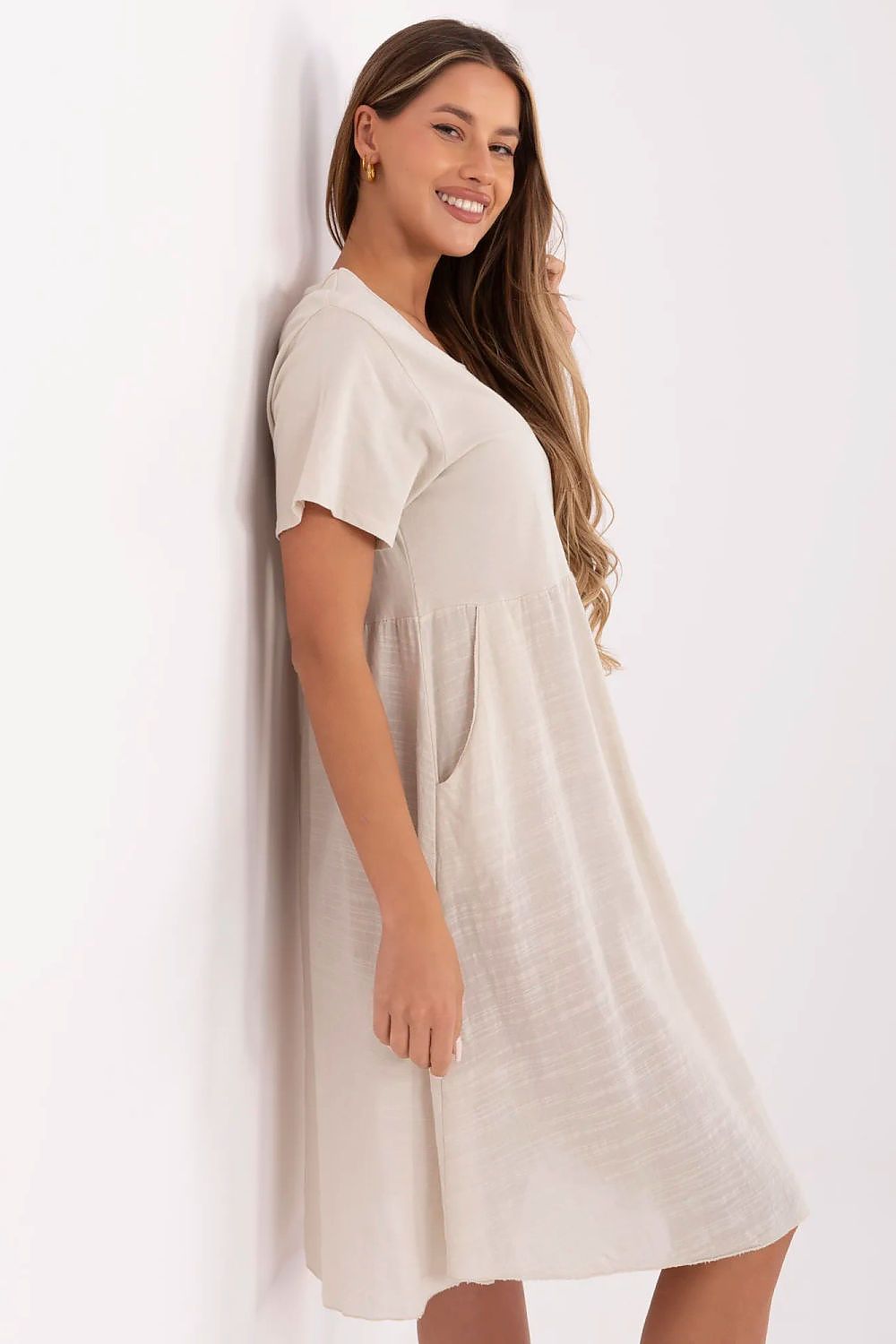white flared short sleeve day dress view 11