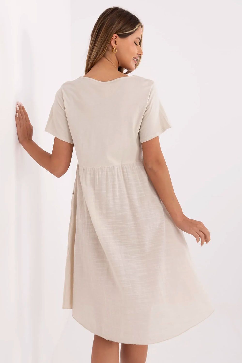 white flared short sleeve day dress view 12