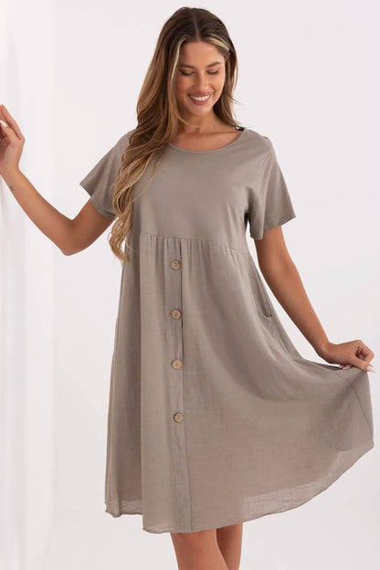 white flared short sleeve day dress view 16