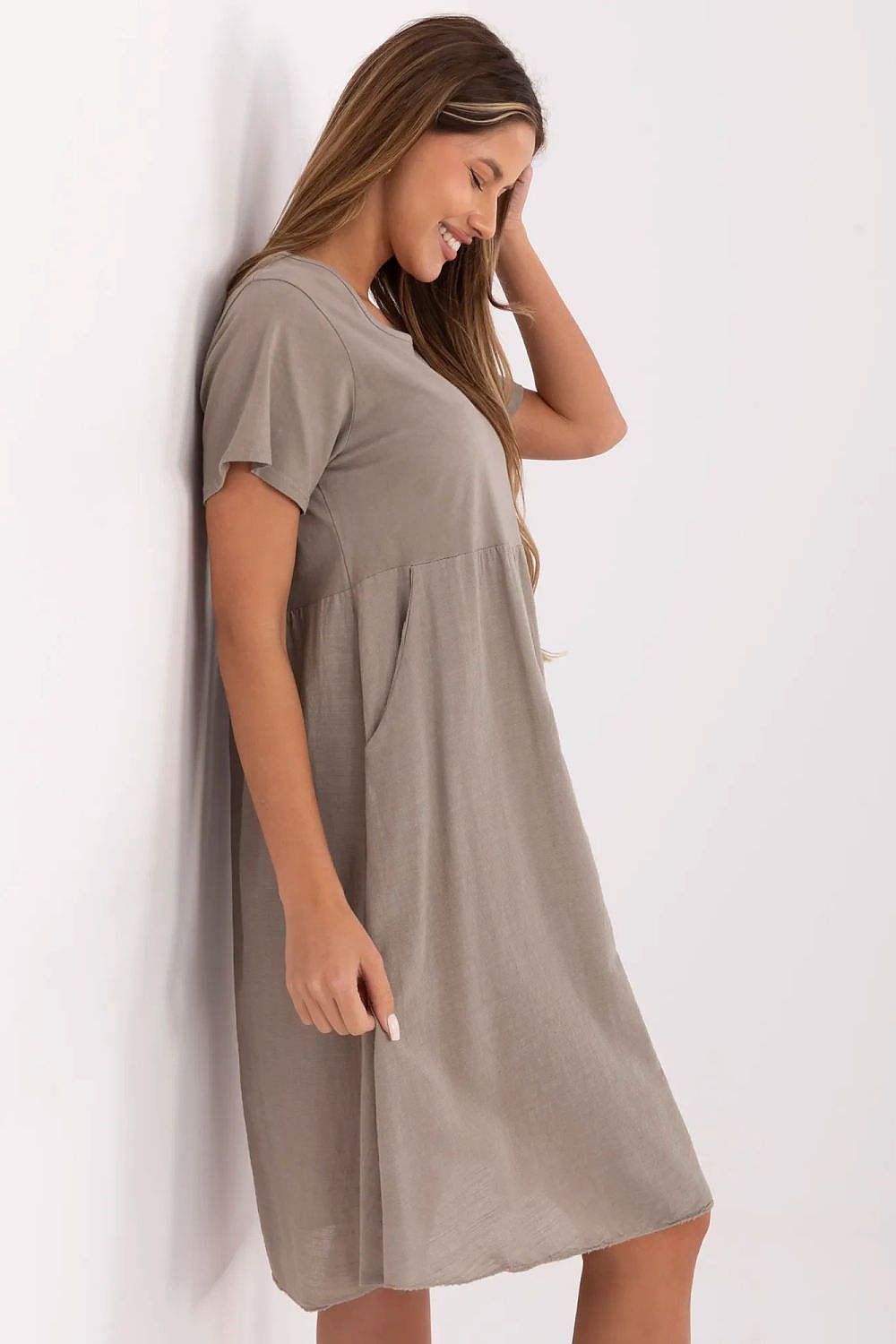 white flared short sleeve day dress view 17