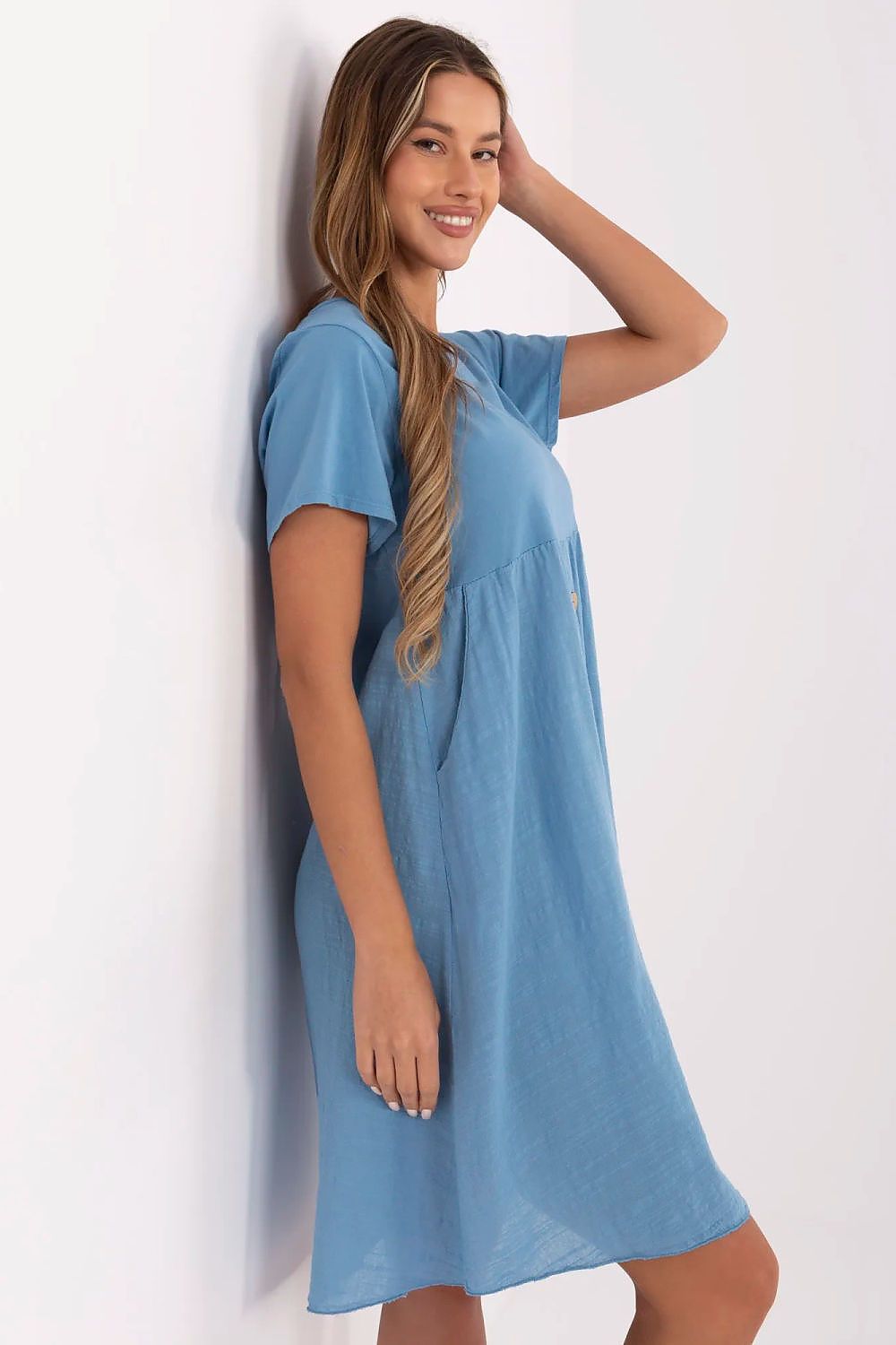 white flared short sleeve day dress view 20