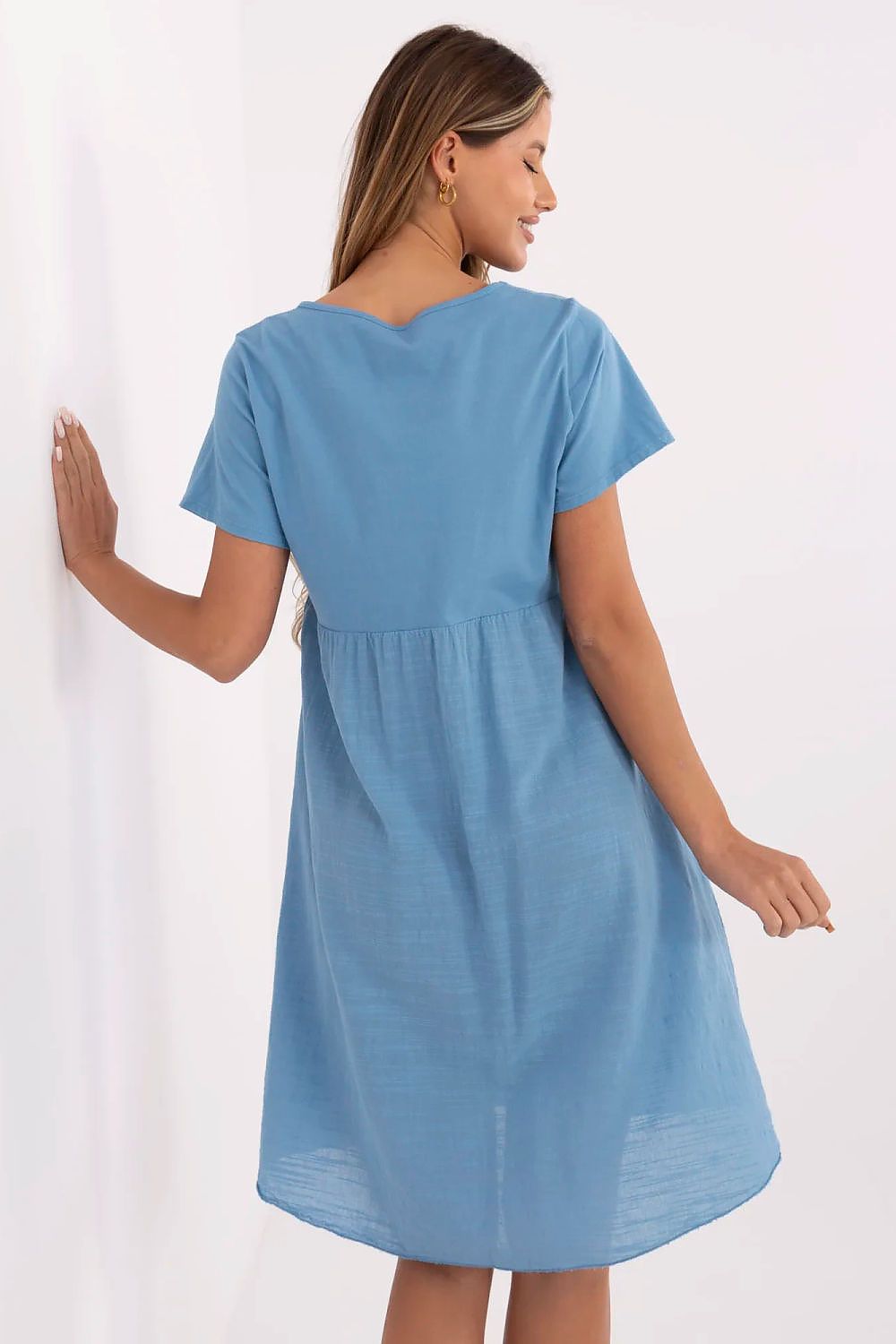 white flared short sleeve day dress view 21