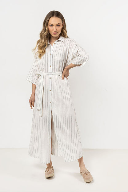 navy blue belted day dress view 6