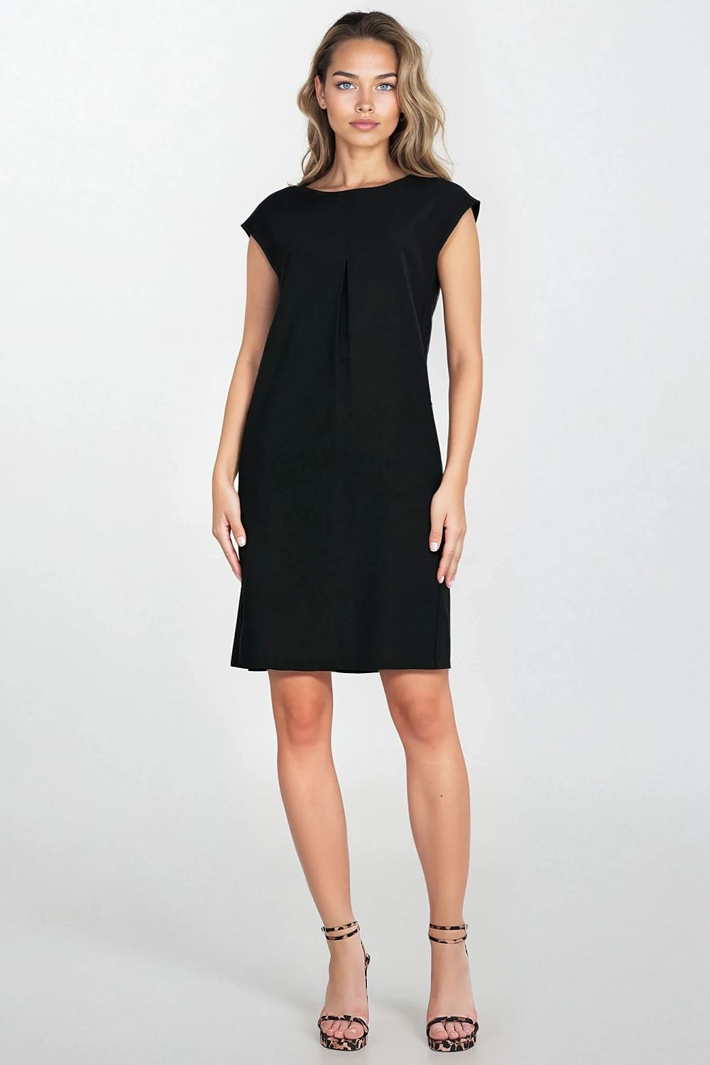 Elegant Black Linen Blend Mini Dress - Breathable Summer