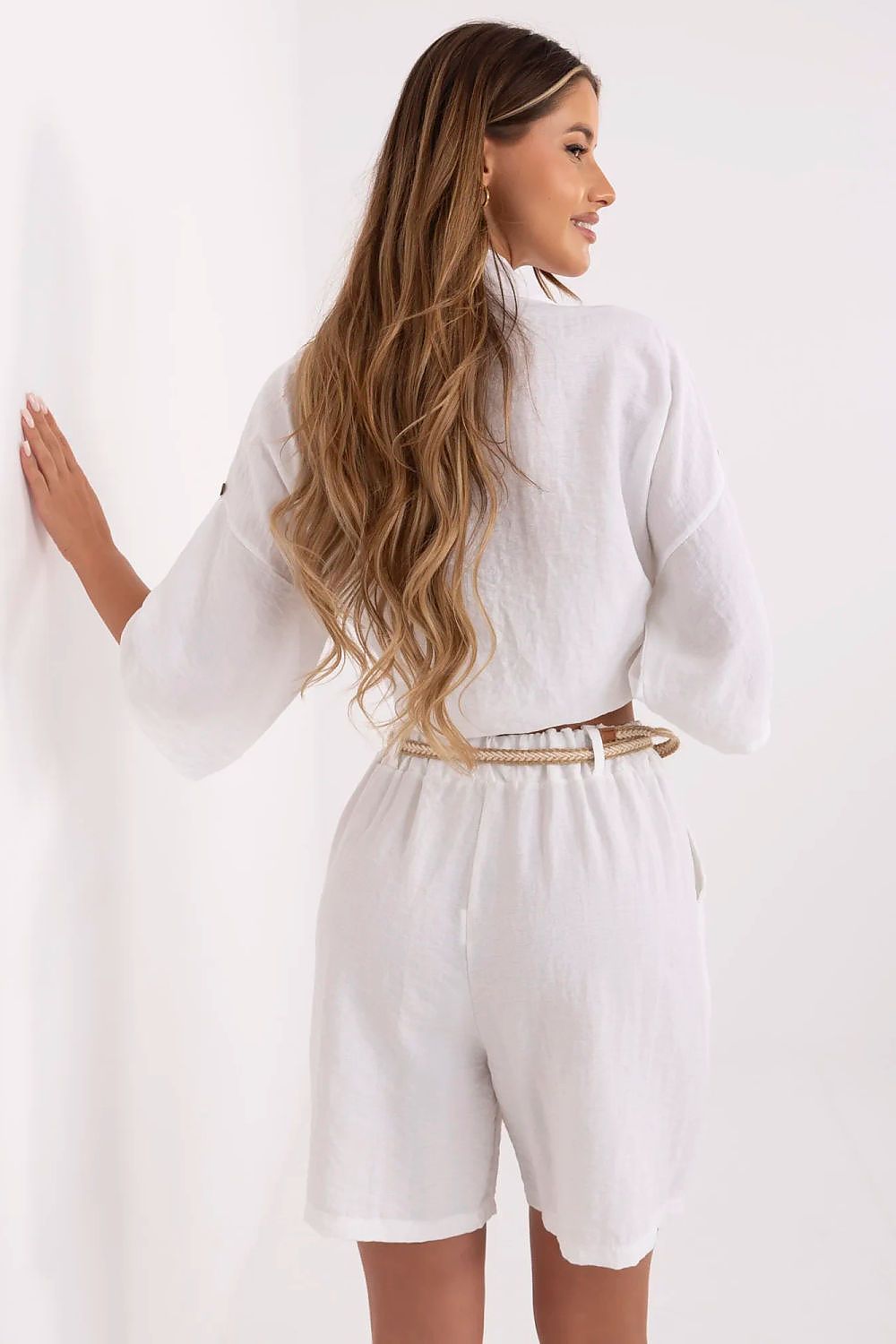 Women's Beige, White, and Brown Shorts view 6