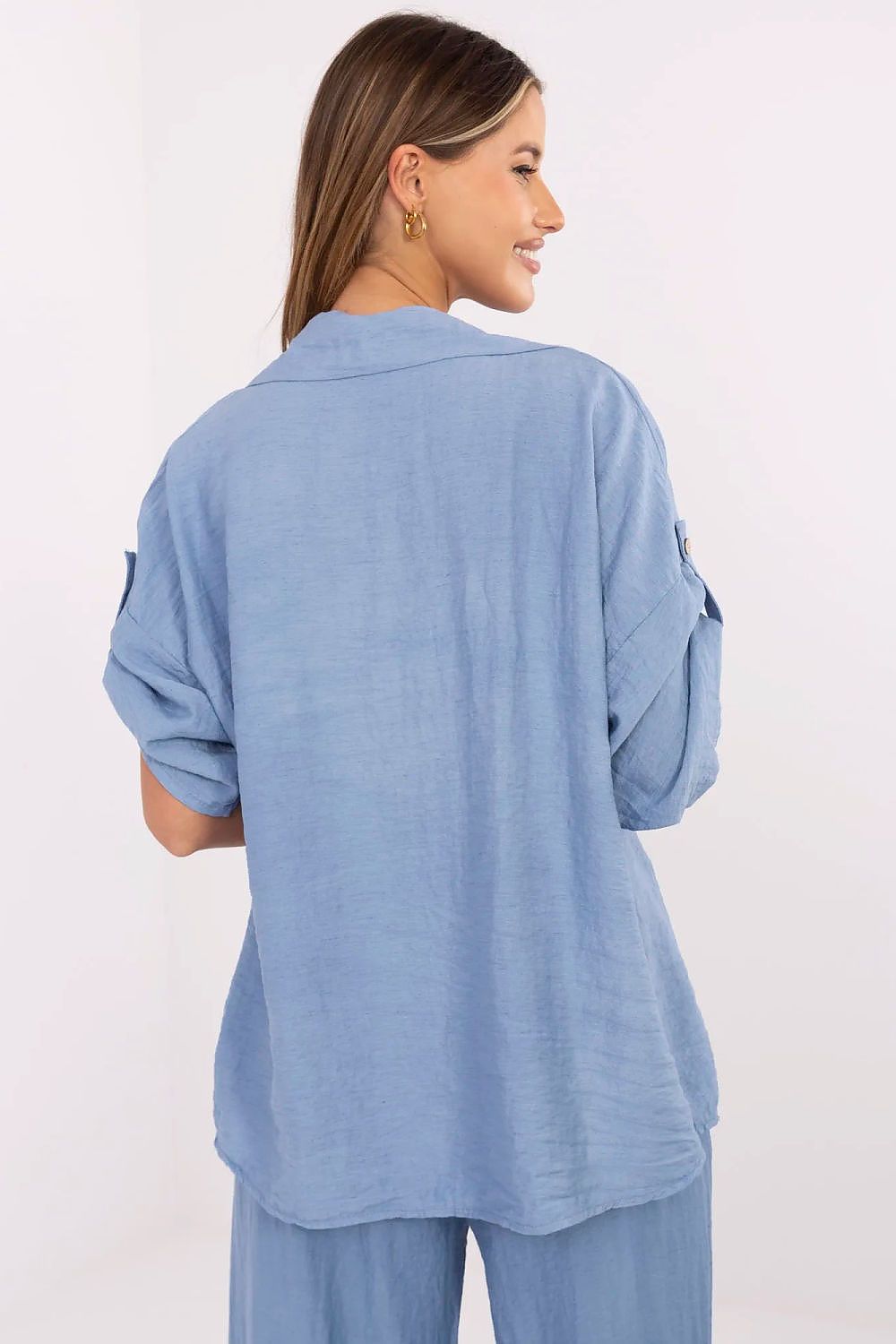Women's Brown, Blue, and Beige Shirt view 6