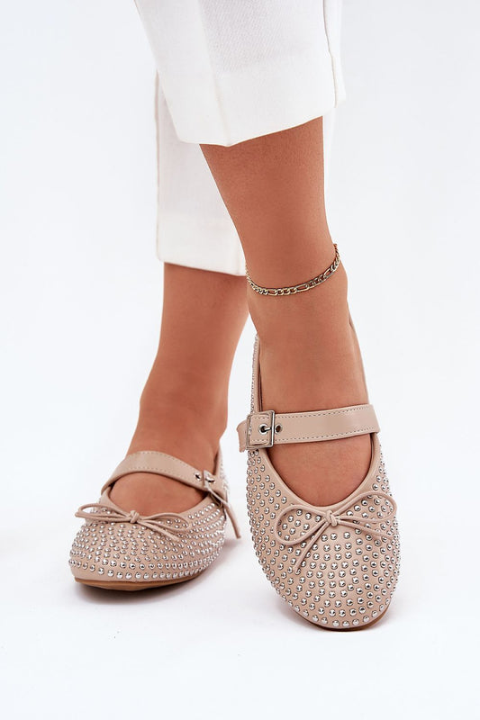 beige mini ballet flats front view