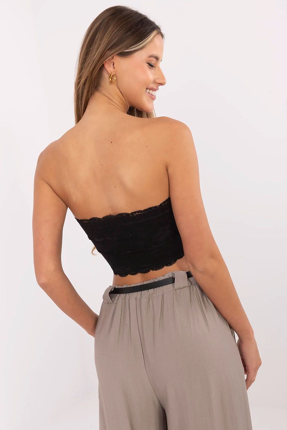 Women's Beige, Pink, and Black Openwork Detail Top view 10