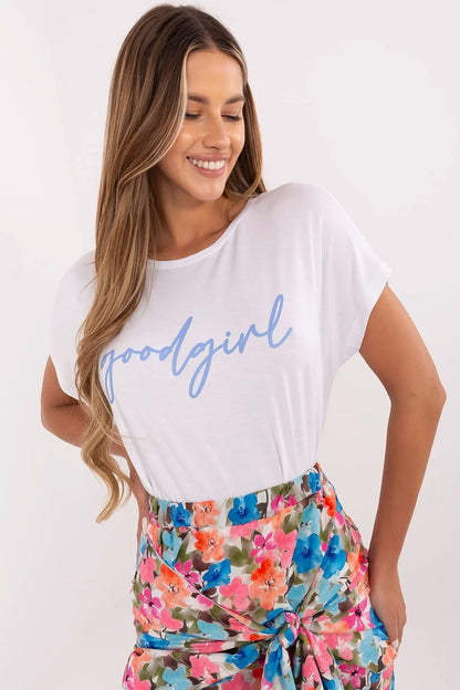 Women's White and Pink T-shirt back view